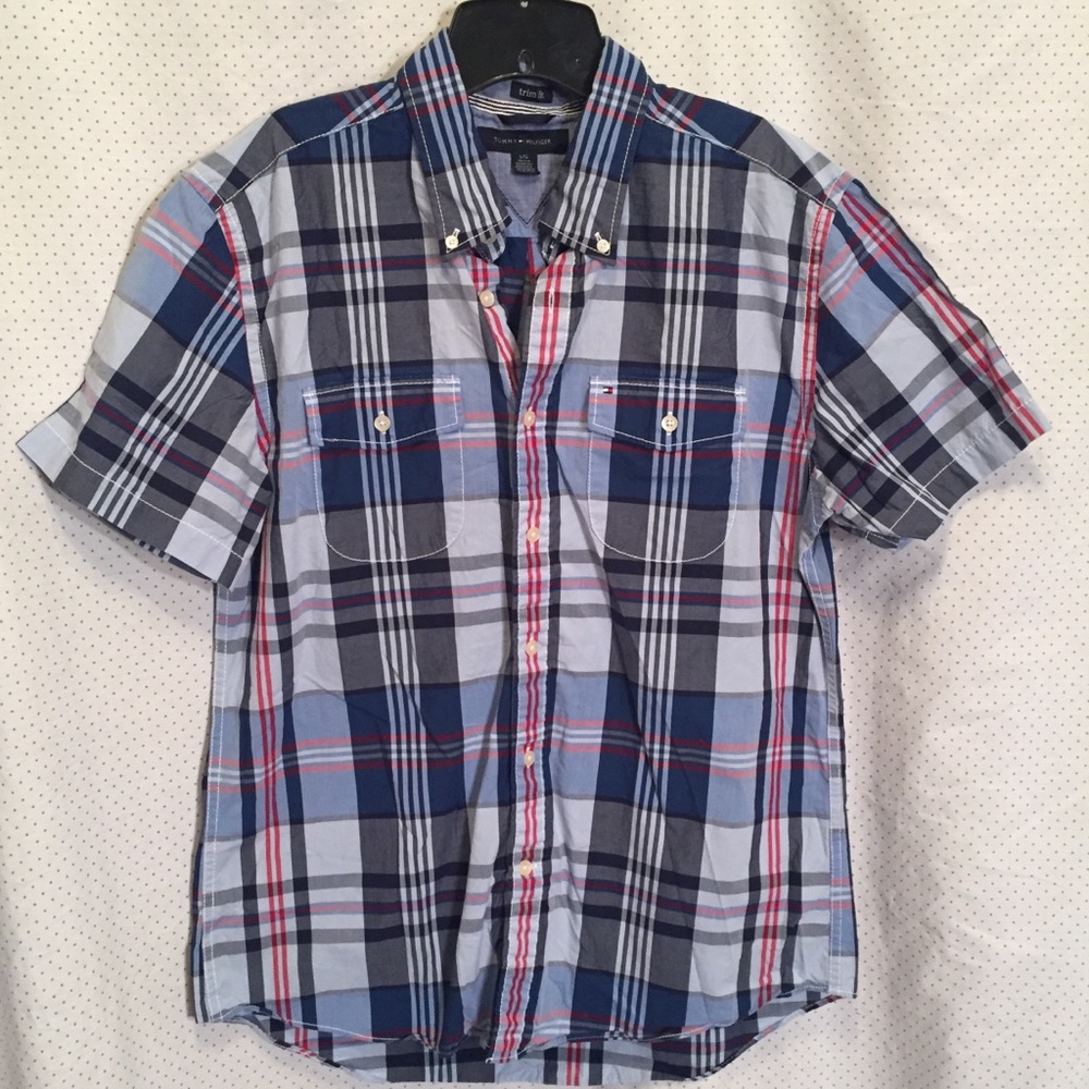 Men’s Tommy Hilfiger trim fit plaid shirt M/L